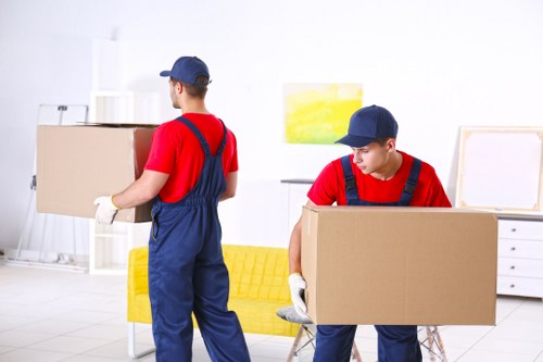House movers working on a residential relocation in Walworth
