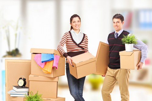Packed household items ready for transport in Walworth