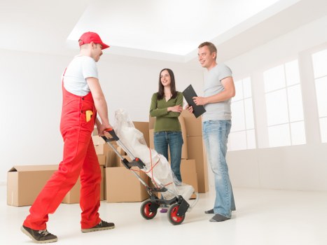 Household furniture and boxes loaded for local removals in Walworth